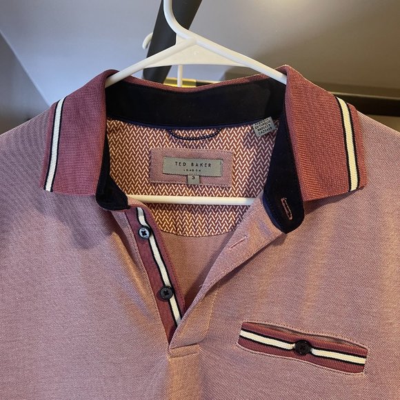 Ted Baker Collared Polo Shirt - Pink/Size 3 (Medium) - Picture 2 of 4